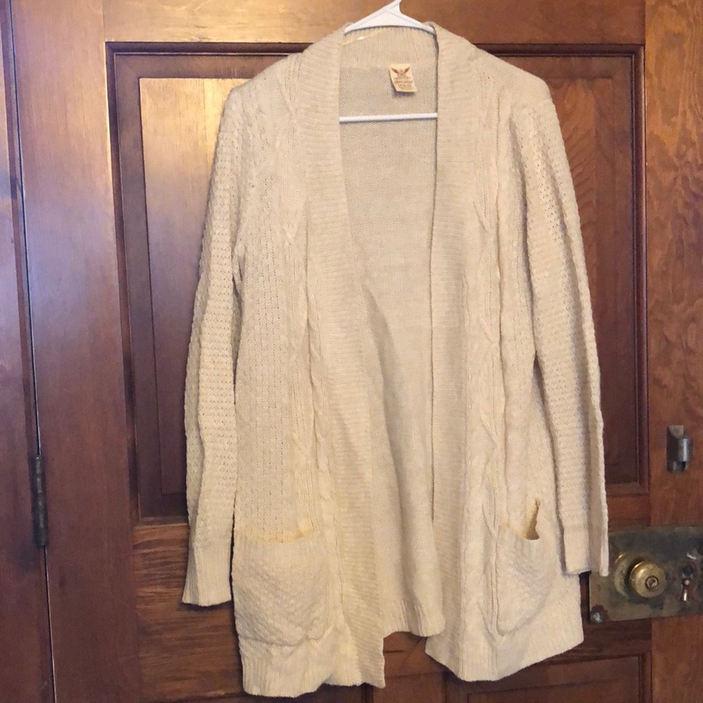Ivory cable knit cardigan, medium